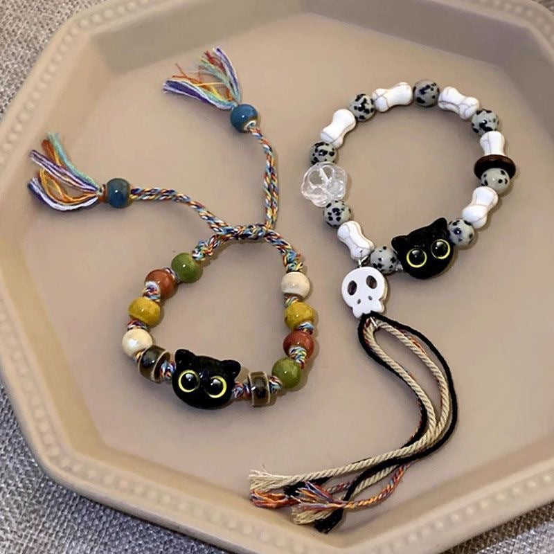 Ceramic Braided Rope Female Niche Design Sweet Cool Chinese Style Bracelets