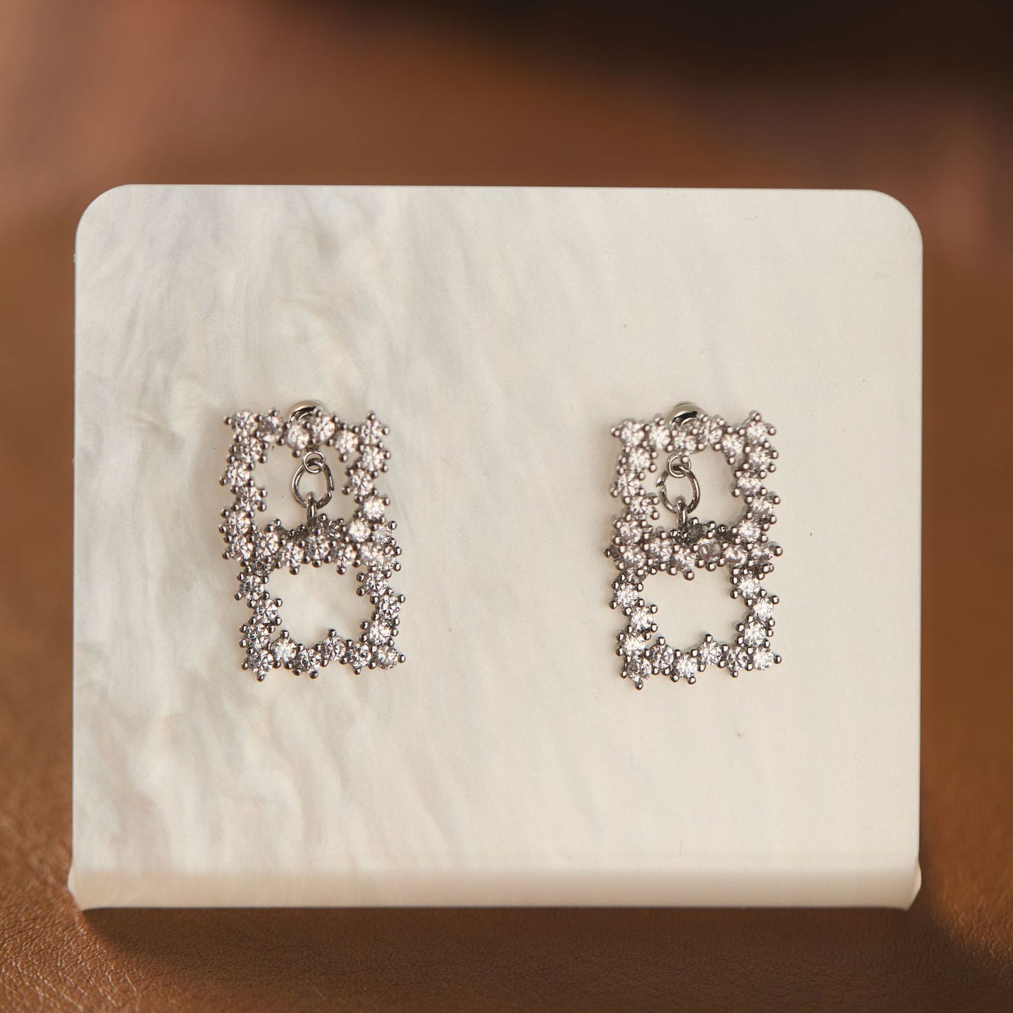 Women's Courage Square Refined Zircon Geometric Ear Minority Design Mosquito Earrings