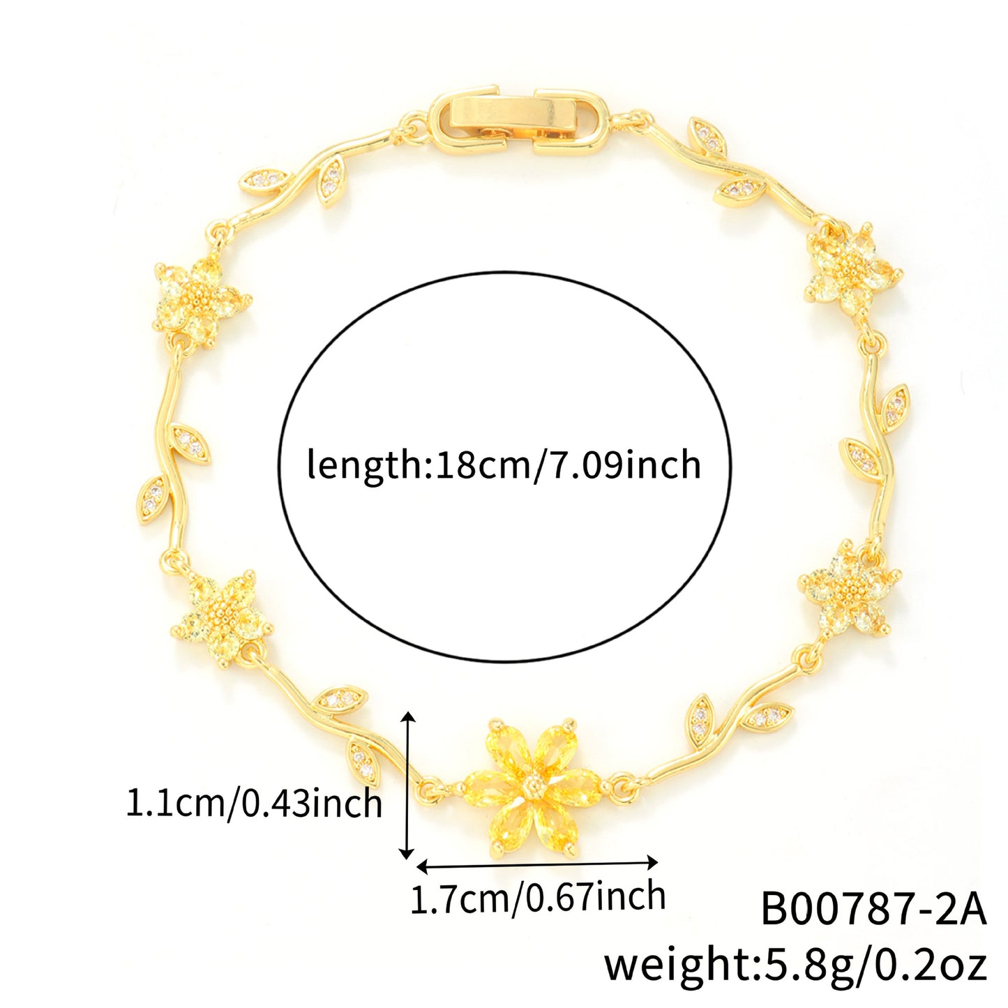 Petals Flower Leaf Zircon Design Personality Daily Birthday Bracelet