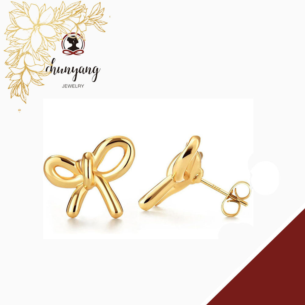 Simple Retro Fashion Environmental Protection Brass Casting Glossy Bow Rings