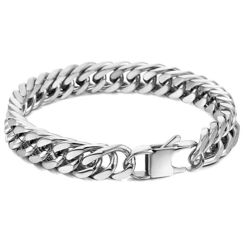 Women's & Men's Chain Double Woven Grinding Retro Titanium Steel Trendy Hip Bracelets