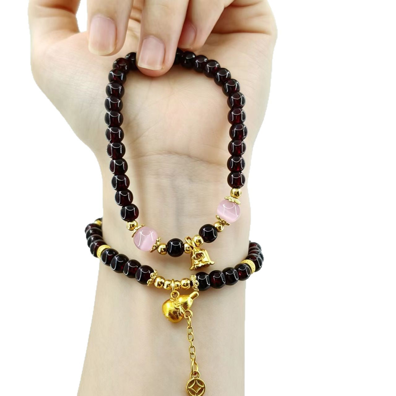 Broadcast Garnet Gourd Chinese Style Imitation Pomegranate Red Twin Ladies Bracelet
