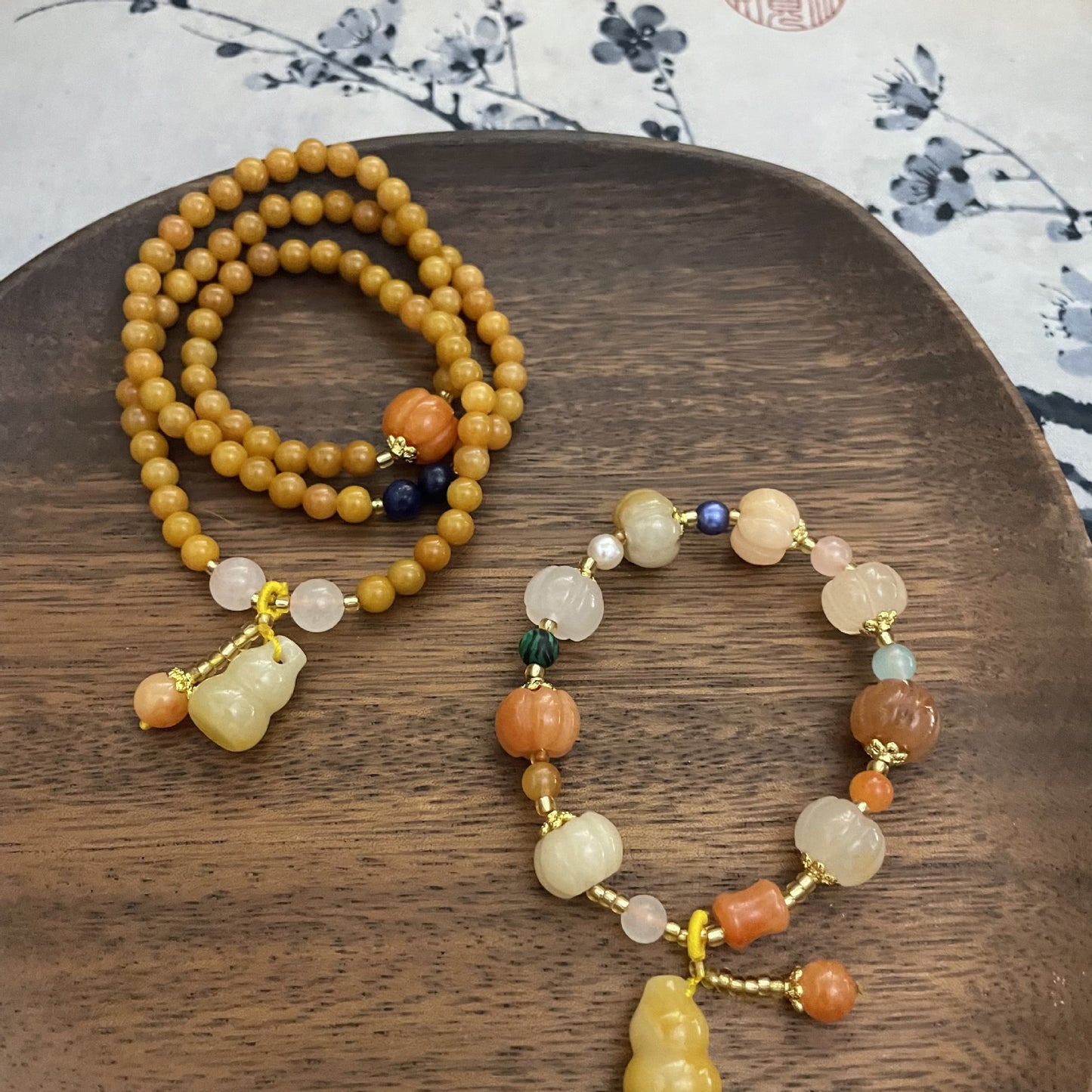 Style Crafts Ethnic Pumpkin Natural Stone Bracelet