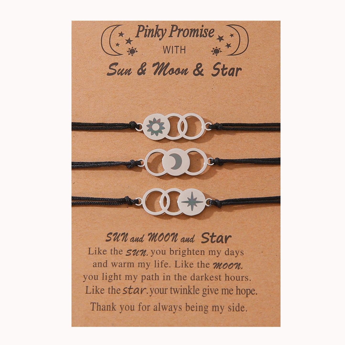 Friendship Creative Stainless Steel Laser Sun Moon Bracelets