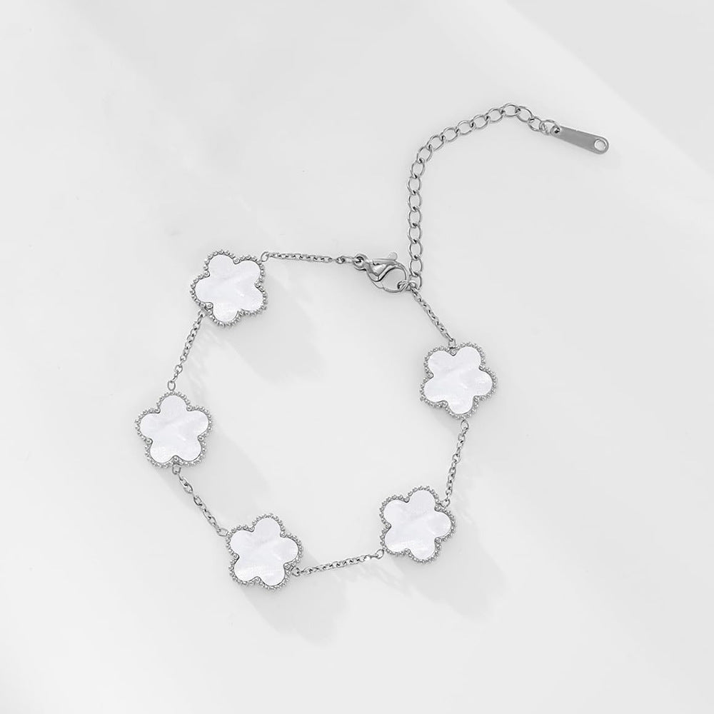 Parthenocissus Grass Fashion Five-leaf Flower Three-piece Ear Stainless Bracelet