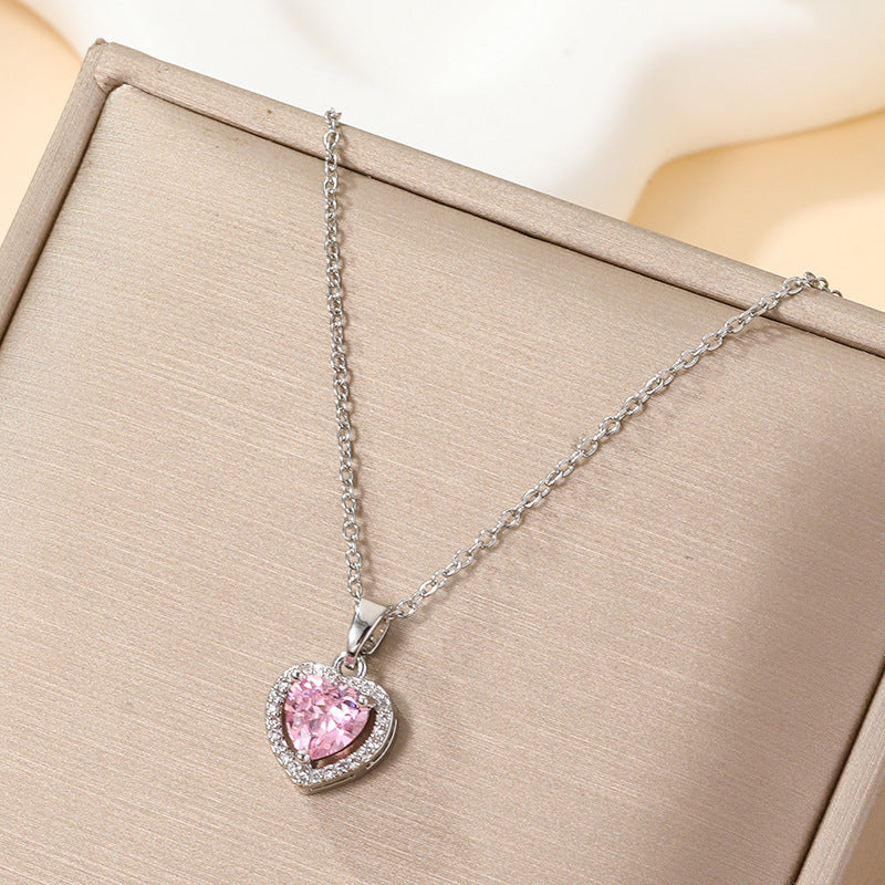 Women's Heart-shaped Zircon Titanium Steel Light Luxury Necklace