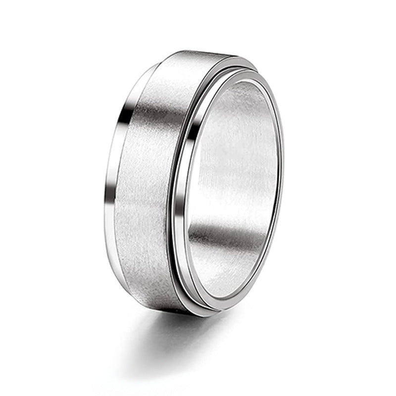 Rotatable Decompression Matte Brushed Couple Titanium Rings