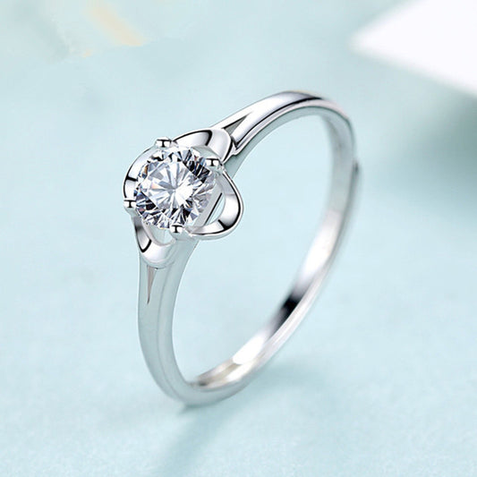 Female Sterling Sier Zircon Simulation Diamond Open Ring