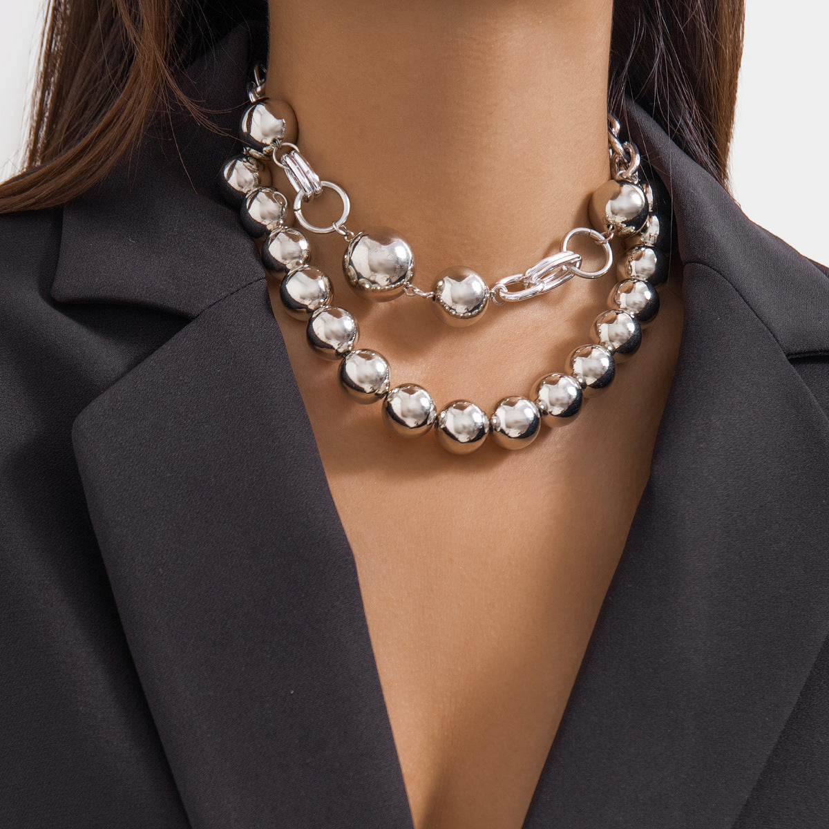 Suit Collar Vintage Punk Style Imitation Pearl Short Clavicle Necklaces