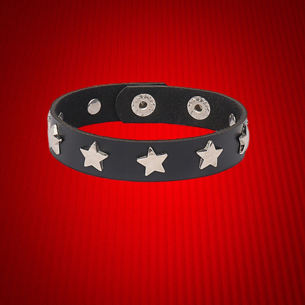 Punk Rivet Leather Personality Simple Brace Bracelet