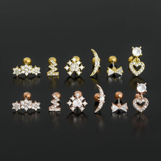 Love Heart Micro Inlaid Zircon Trendy Earrings