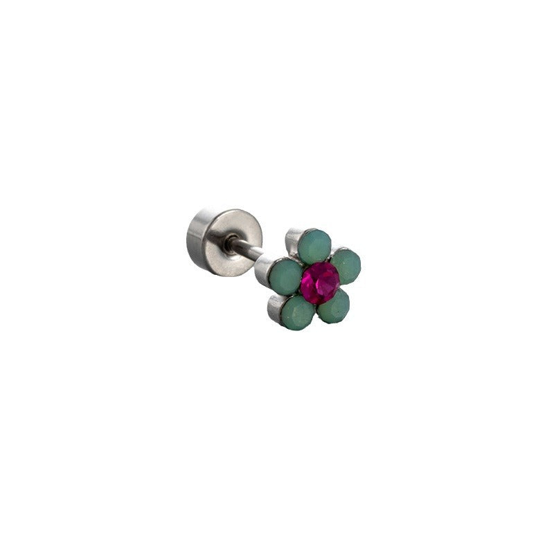 Titanium Steel Ear Bone Flower Pin Earrings