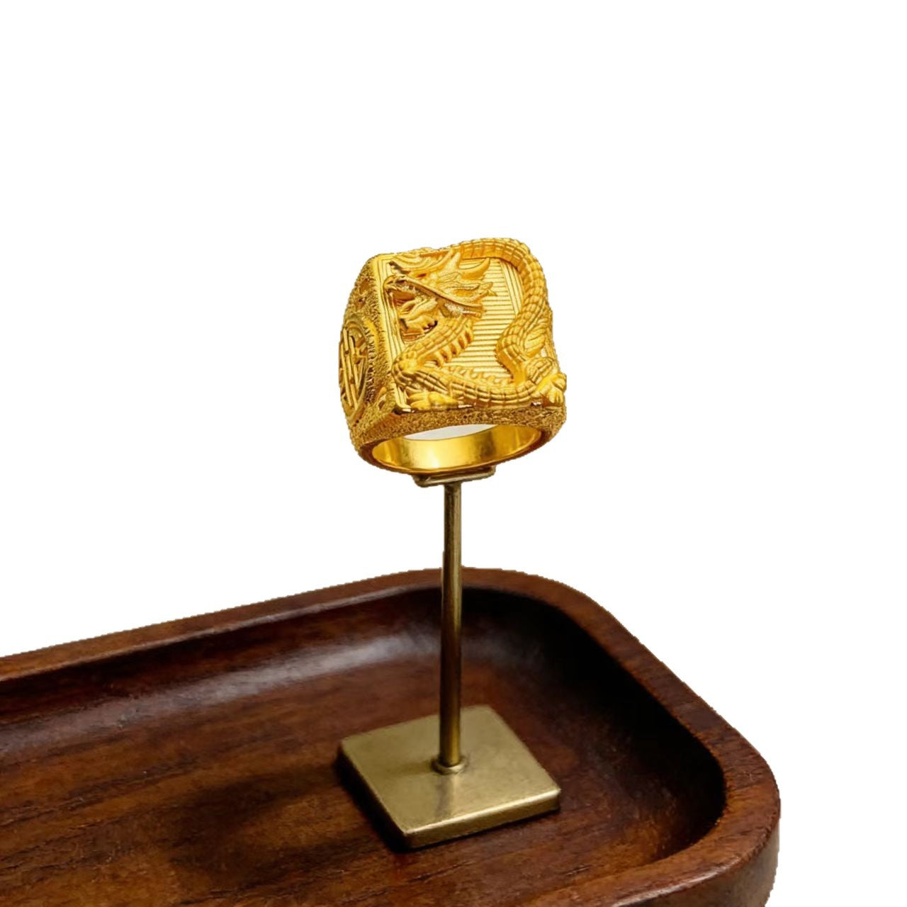Men's Vietnam Placer Gold Fashion High Sense Tyrannosaurus Adjustable Opening Ring