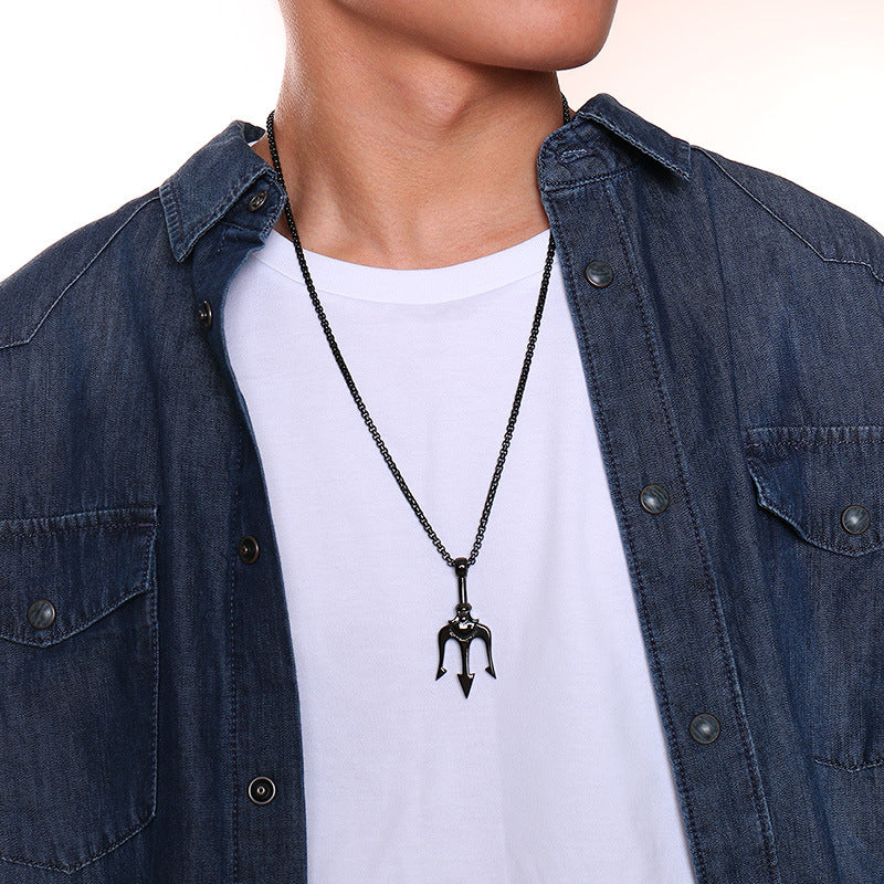 Men's Design Stainless Steel Trident Fashion Necklaces