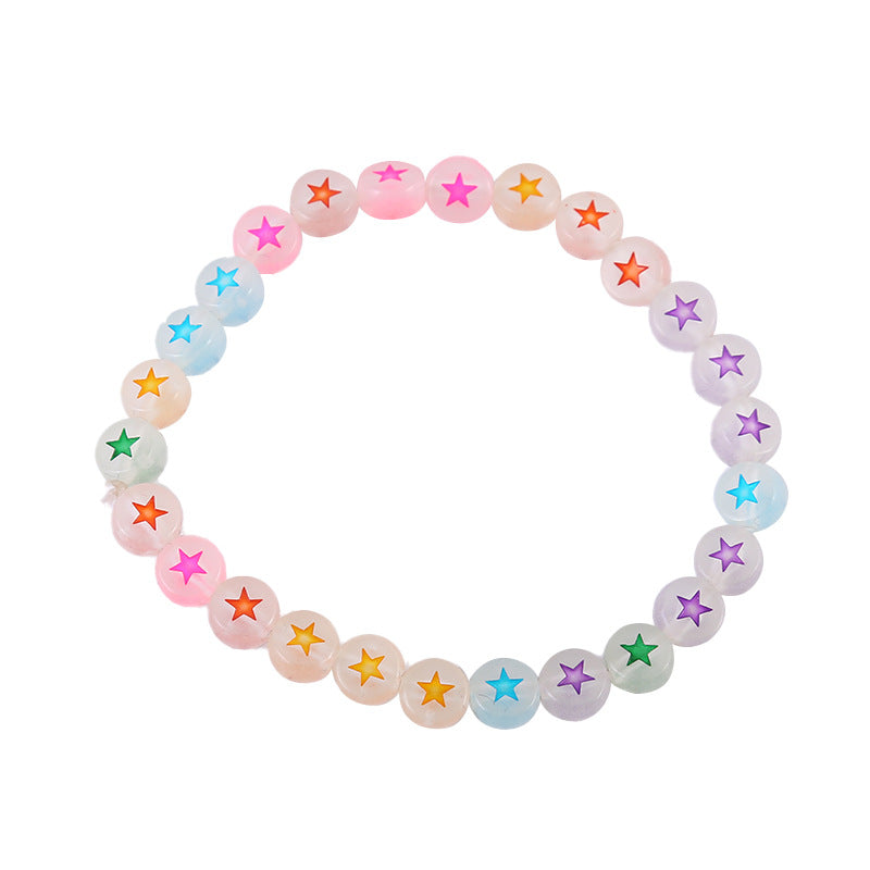 Children's Luminous Cartoon Pattern Beaded Female Round Bracelets