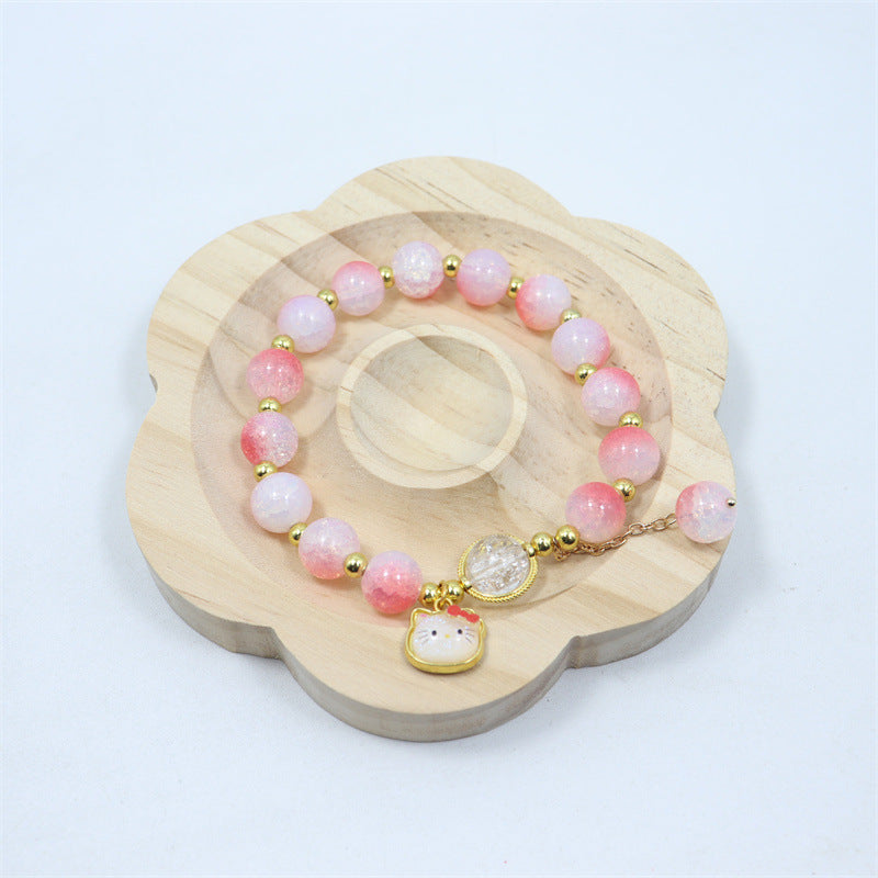 Two-tone Gradient Female Crystal Cartoon Panda Bracelets
