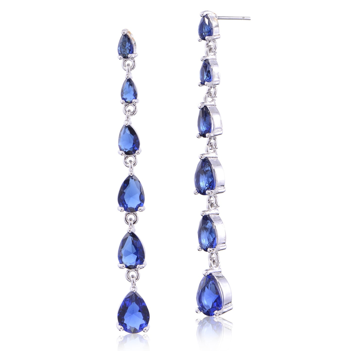 Zircon Water Drop Electroplated Sier Needle Simple Earrings