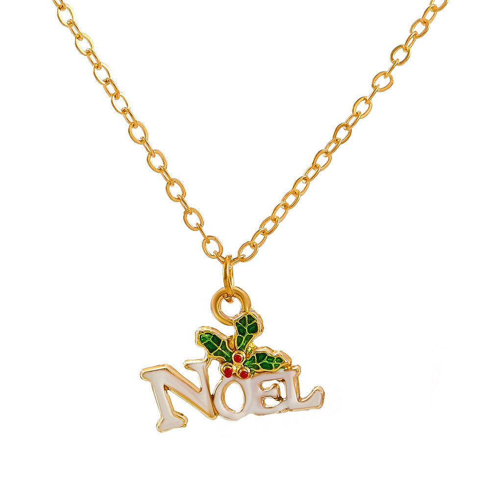 Women's Cartoon Oil Dripping Snowman Bell Clavicle Chain Long Sweater Necklaces