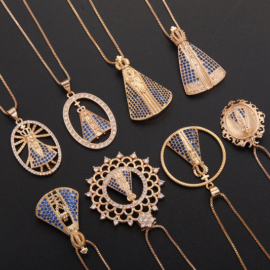 Fashionable Golden Hollow Gold Inlaid Zircon Lace Necklace