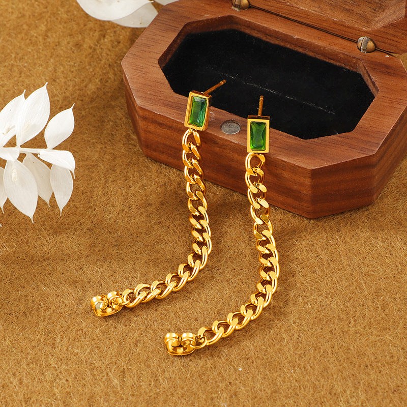 Women's Titanium Steel Zircon High-grade Tassel Graceful Earrings
