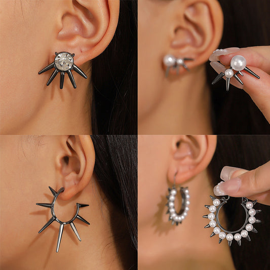 Gothic Dark Handsome Rivet Female Style Earrings