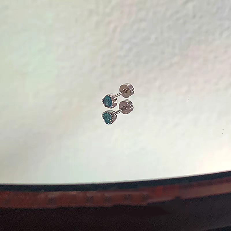 Medical Titanium Steel Four Leaf Clover Ear Screw Bone Pin Stud Earrings