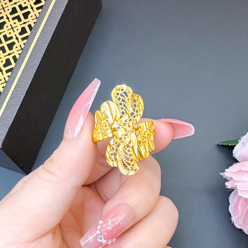 Women's Advanced Design Exaggerated Opening Real Bronze Rings