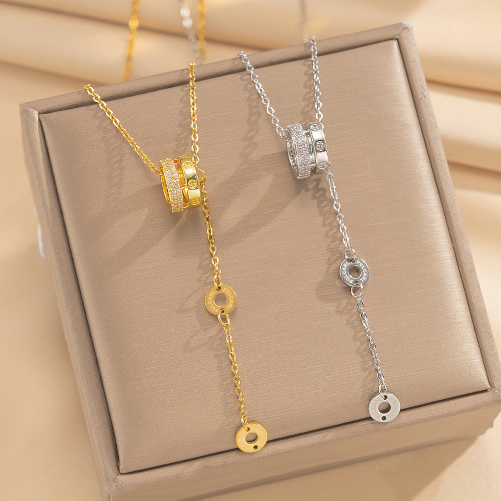 Women's Small Waist Right Rain Titanium Steel High-grade Inlaid Affordable Luxury Necklace