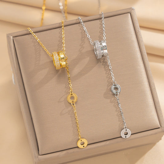 Women's Small Waist Right Rain Titanium Steel High-grade Inlaid Affordable Luxury Necklace