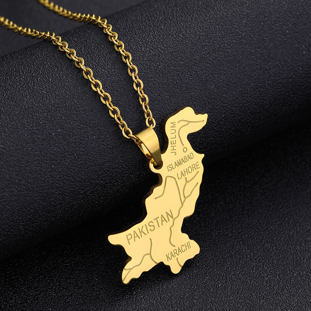 Drop Oil Pakistan Map Flag Fashion Necklaces