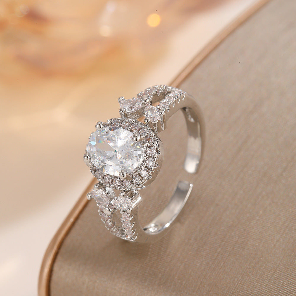 Beating Inlaid Zircon Diamond Affordable Luxury Fashion Heart-shaped Female Ring