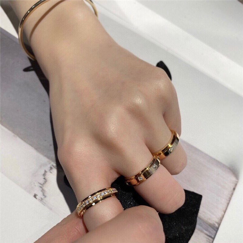 Women's & Men's Sier Color Single Diamond Seven Small One Circle Rings