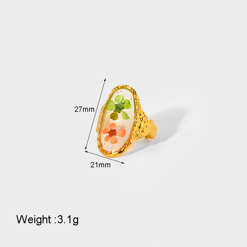 Flower Series Stainless Steel Adjustable Gold Ring