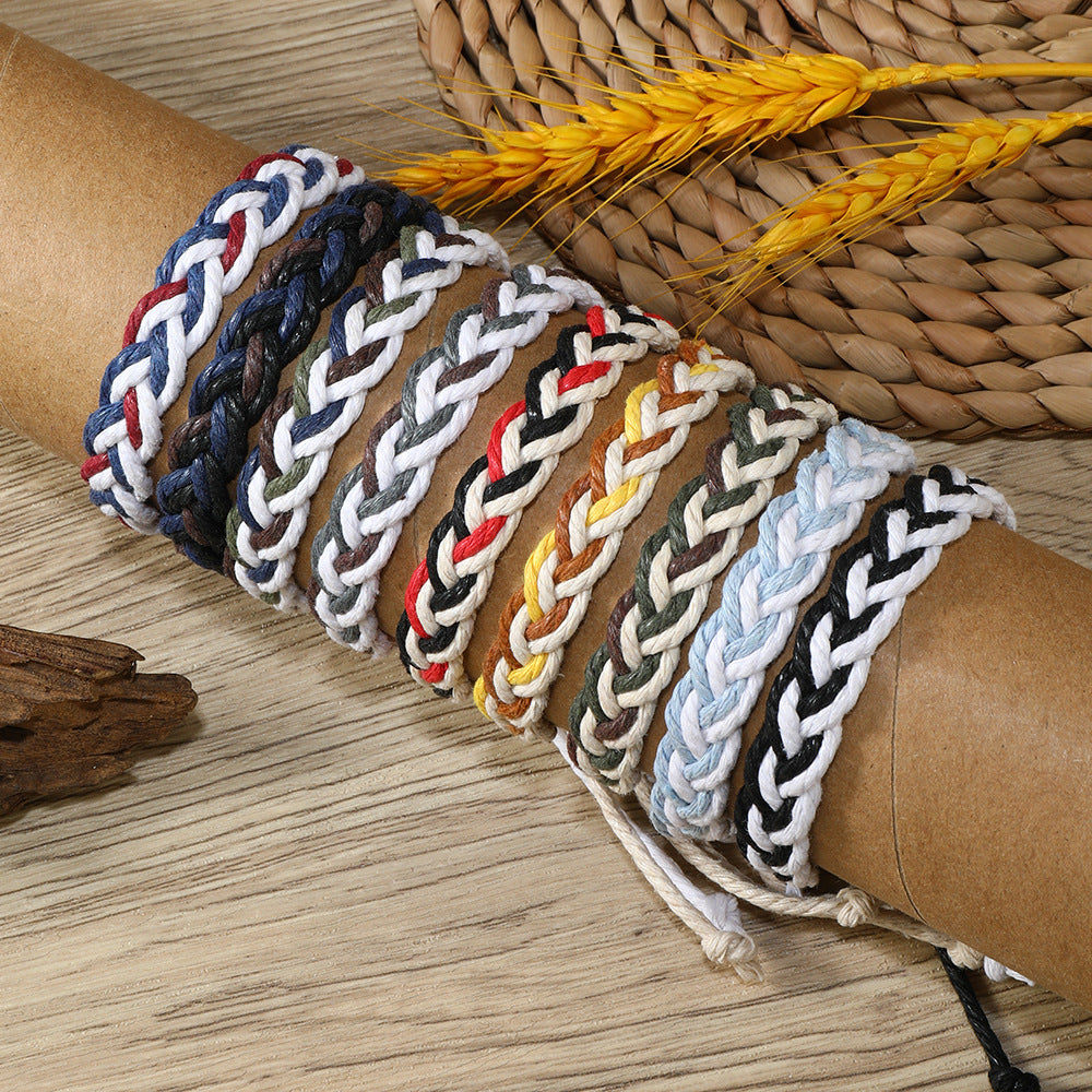 Men's Sports Style Cotton String Braided Little Lion Hand Weaving Bracelet