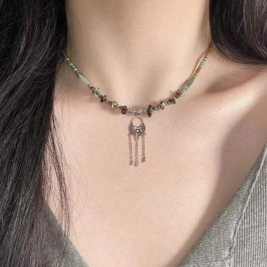 Women's Vintage Ethnic Style Tassel Flower Basket For Niche Design National Necklace
