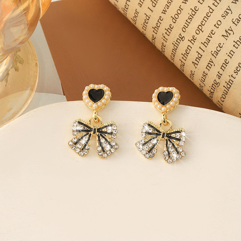 Simple Retro Sier Needle Pearl High Sense Ear Earrings