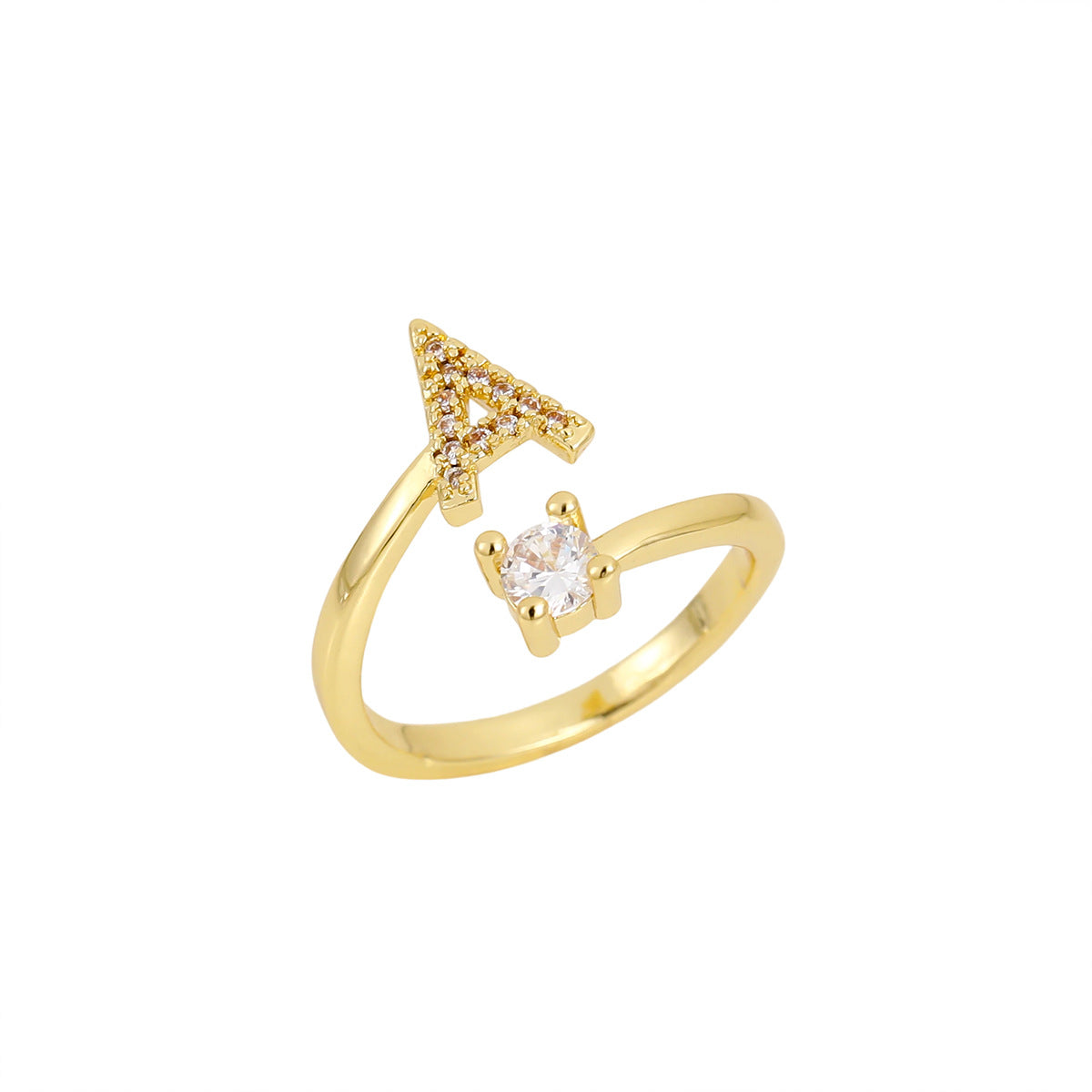 Gold Letter Open Male Female Personality Rings