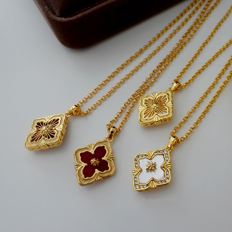 Women's For Light Luxury Minority Flower High-grade Clavicle Chain Palace Pendants