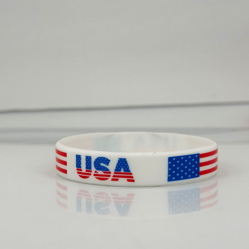 Silicone National Flag Stars Stripes Wristband Patriotic Theme Bracelets