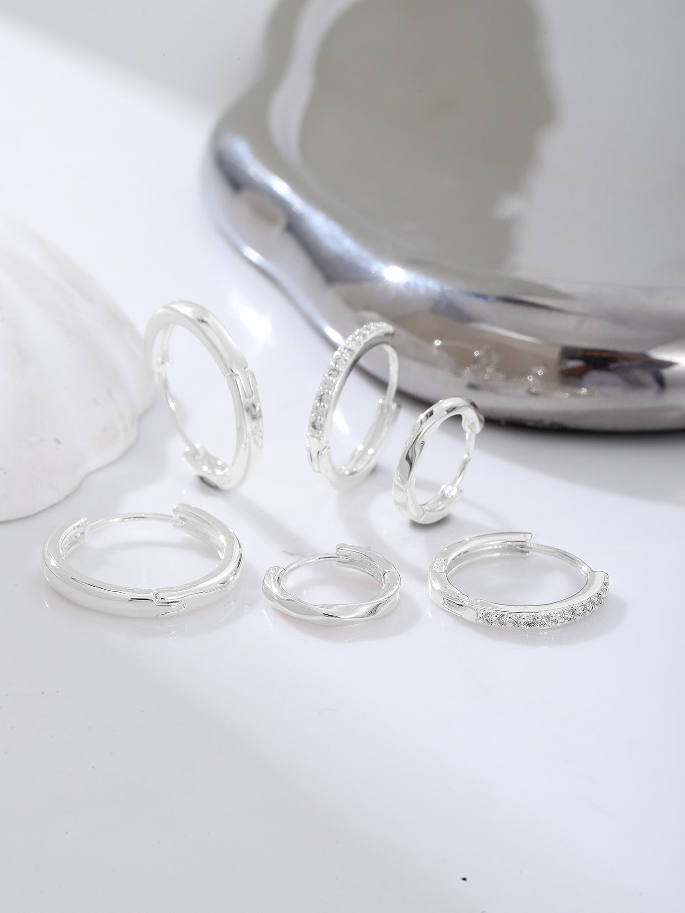 Women's Sier Clip Fashion Simple Inlaid Synthetic Rings