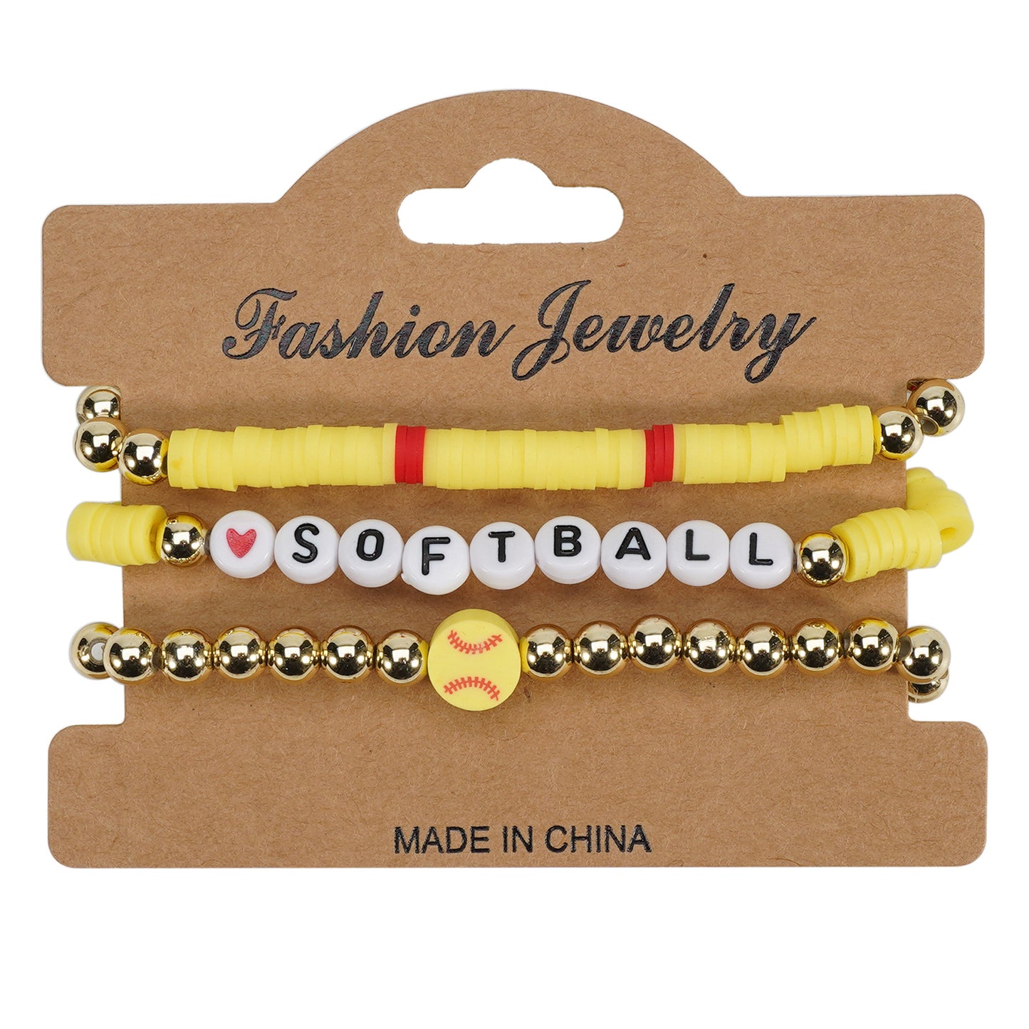 Softball Match Day Sports Beaded Stretch Bracelet