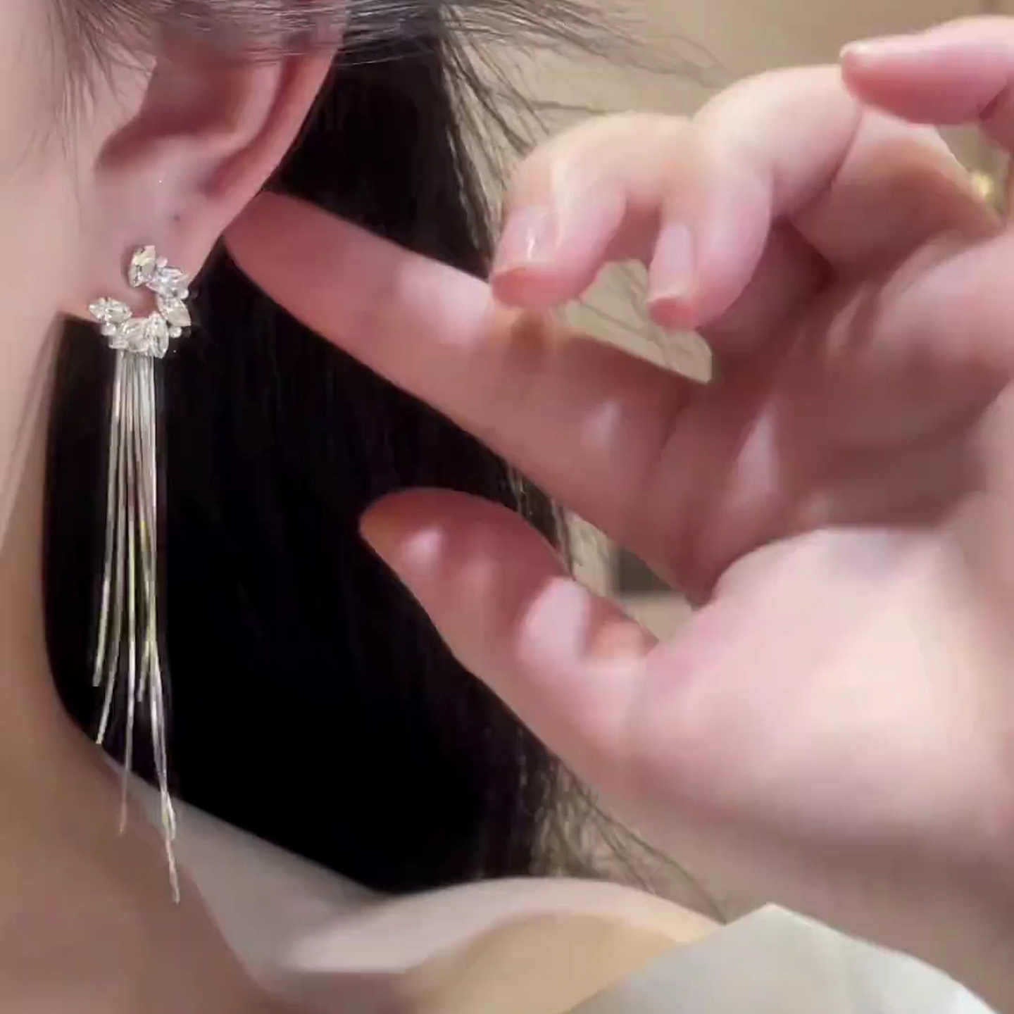 Tassel Long Exquisite Refined Grace Gentle Stud Earrings
