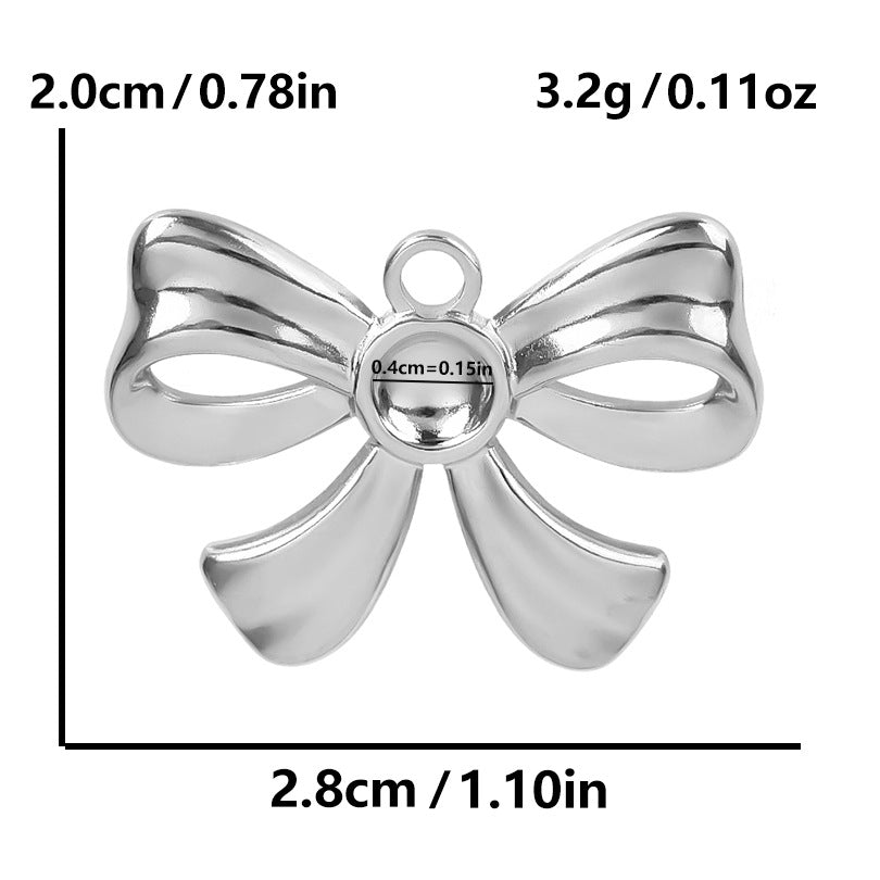 Stainless Steel Golden Bow Fashion Ornaments Pendants