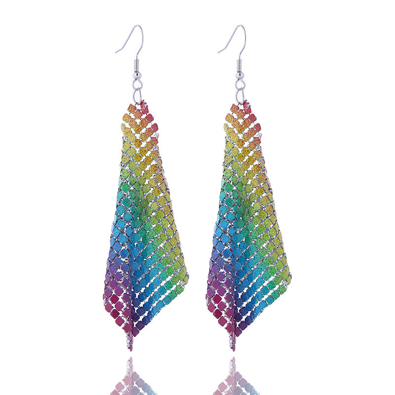 Rainbow Series Fashion Colorful Pin Chain Earrings