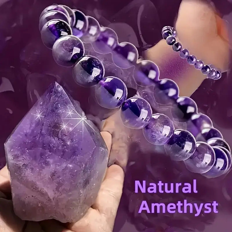 Xi Amethyst Square Column Cylindrical Gravel Bracelets