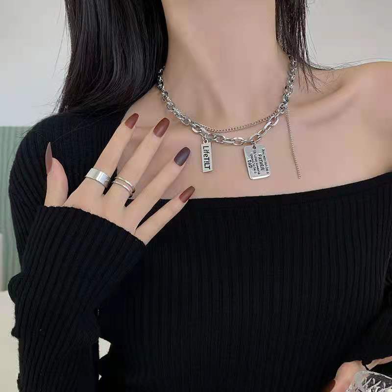 Women's & Men's Fashion Simple Titanium Steel Sweater Chain Personalized Hip Hop Necklace