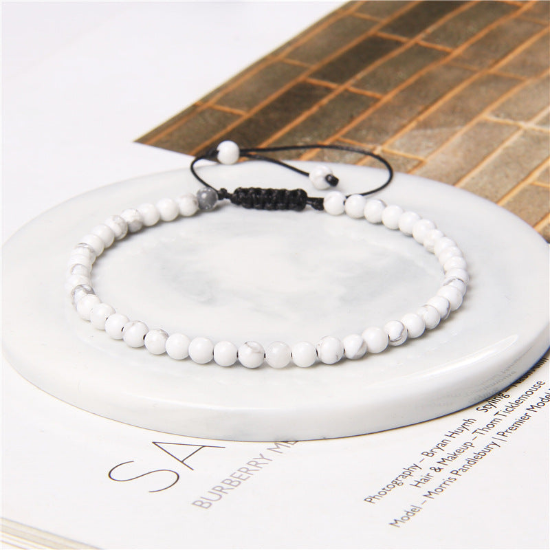 Agate Stone Braided Adjustable Gemstone Beads Bracelet