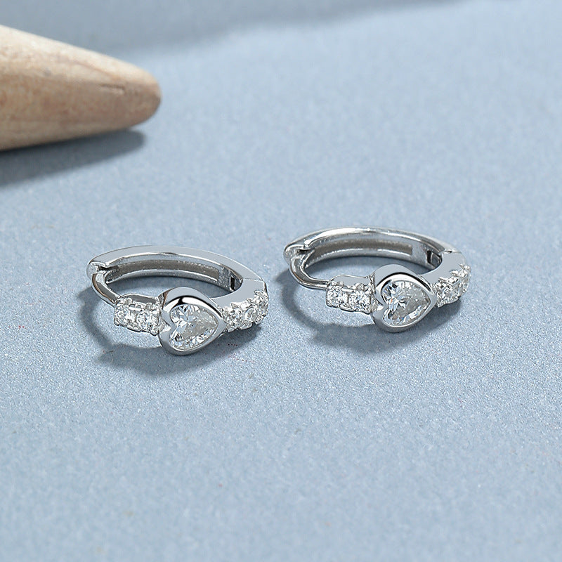 Women's Sterling Sier Rhinestone Simple Heart-shaped Square Drop-shaped Gang Drill Rings