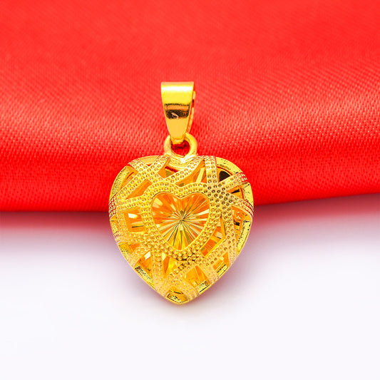 Women's Brass Gold Plated Alluvial Small Love Pendants