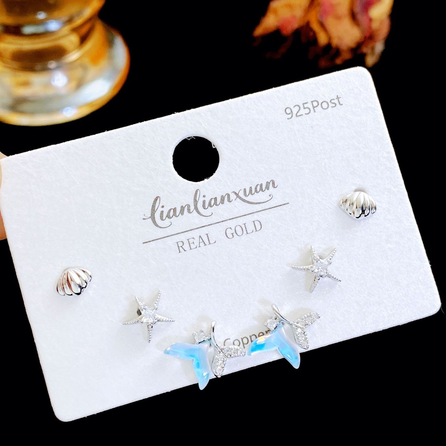 Women's Needle Simple Series Three Pairs Storage Ear Rings